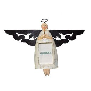 Vintage Angel Photo Ornament Wood Metal by Gallerie II Christmas 1990 Old Stock